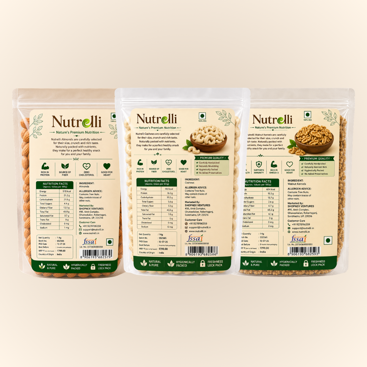 Combo Of 3 Kg (Almond, Cashews & Pistachios)