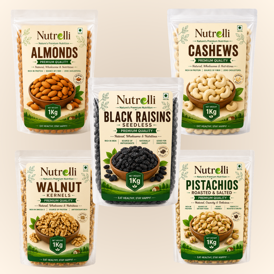Combo Of 5 Kg (Almond, Cashews, Walnut, Pistachios & Raisin)