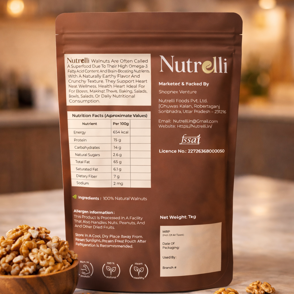 Nutrelli Premium Walnut Kernels (1KG)