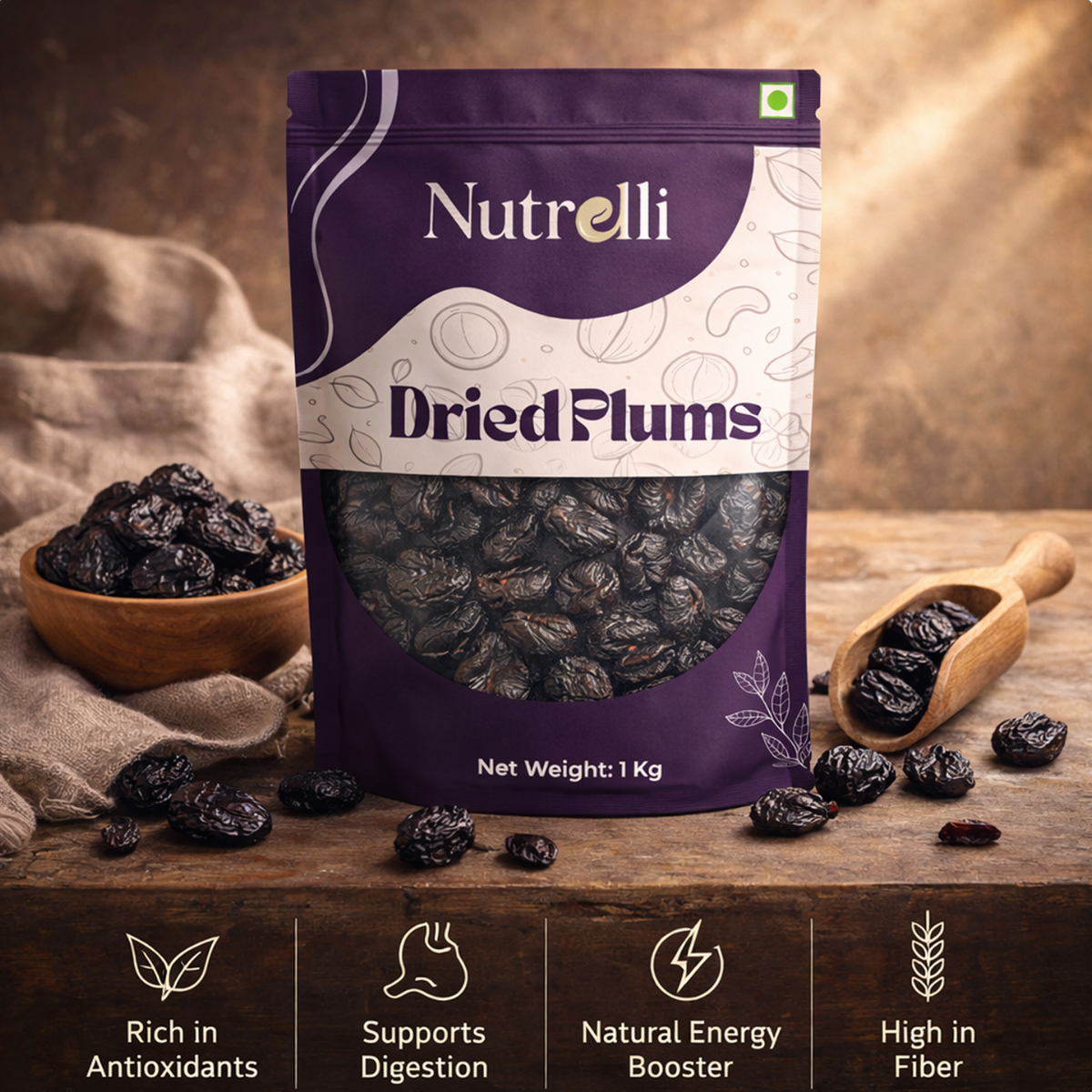 Nutrelli Premium Dried Plums (Prunes) – 1KG