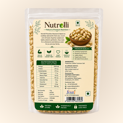 Roasted & Salted Pistachios 1 Kg Pack