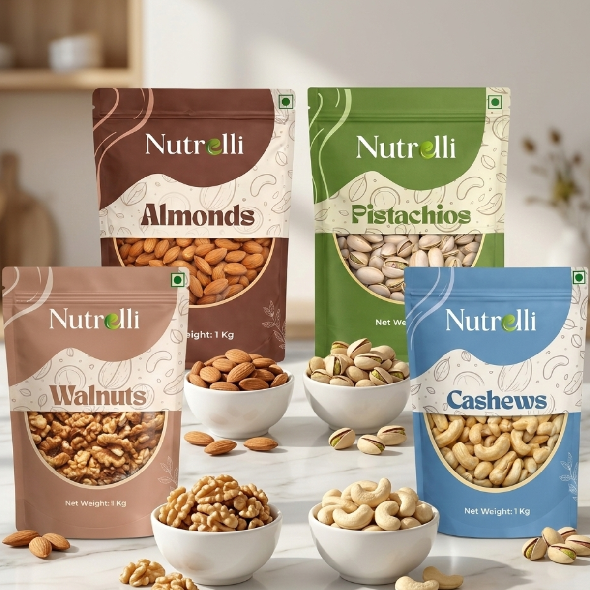 Nutrelli Premium Dry Fruits Power Bundle (4 x 1KG)